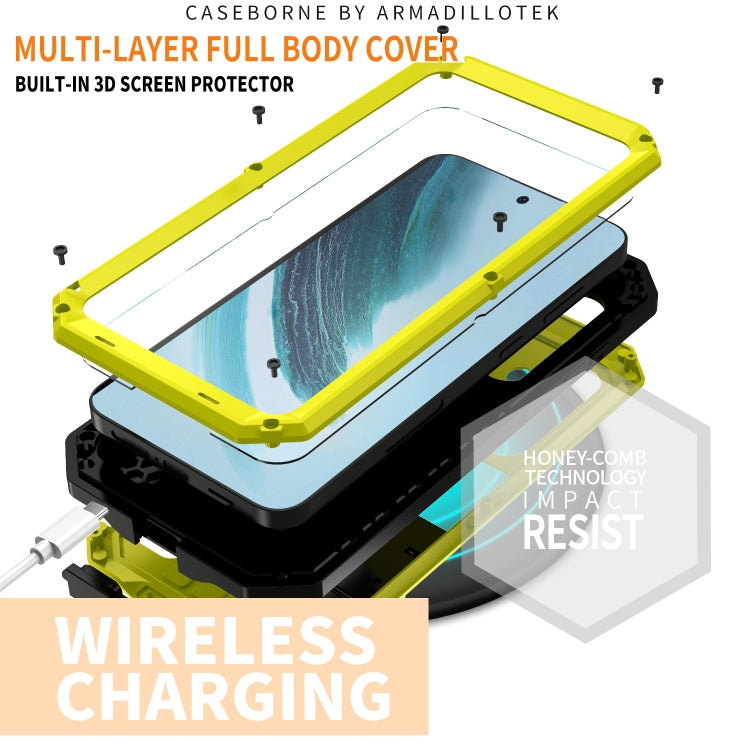 For Samsung Galaxy S24+ 5G R-JUST Sliding Camera Life Waterproof Holder Phone Case(Yellow) - free shipping - PMC TechLife - Order now!