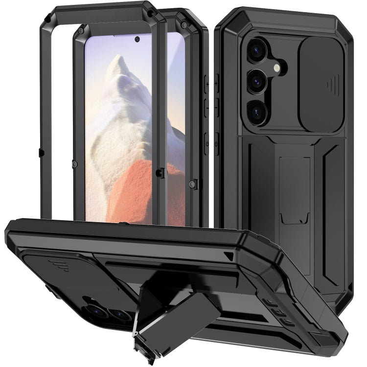 For Samsung Galaxy S24 5G R-JUST Sliding Camera Life Waterproof Holder Phone Case(Black) - free shipping - PMC TechLife - Order now!