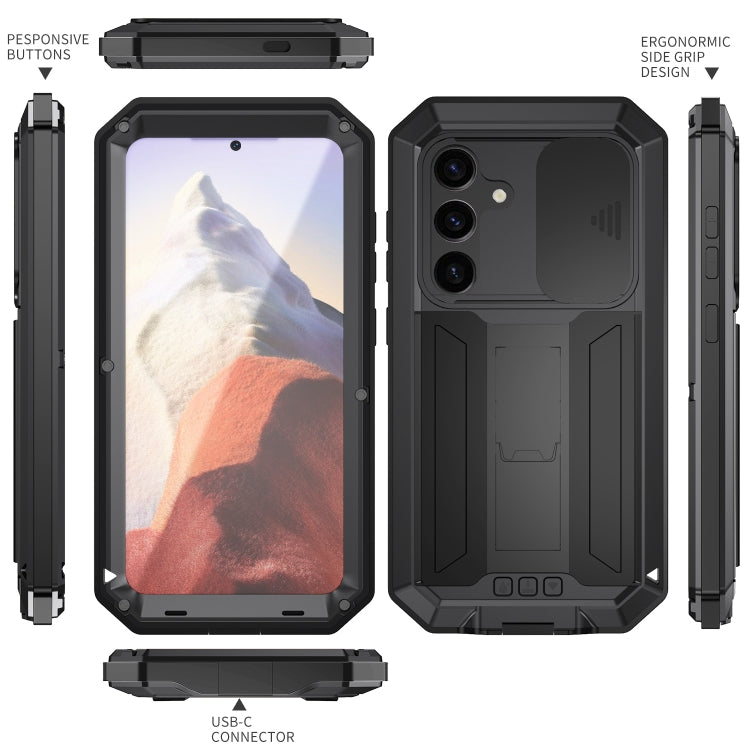 For Samsung Galaxy S24 5G R-JUST Sliding Camera Life Waterproof Holder Phone Case(Black) - free shipping - PMC TechLife - Order now!
