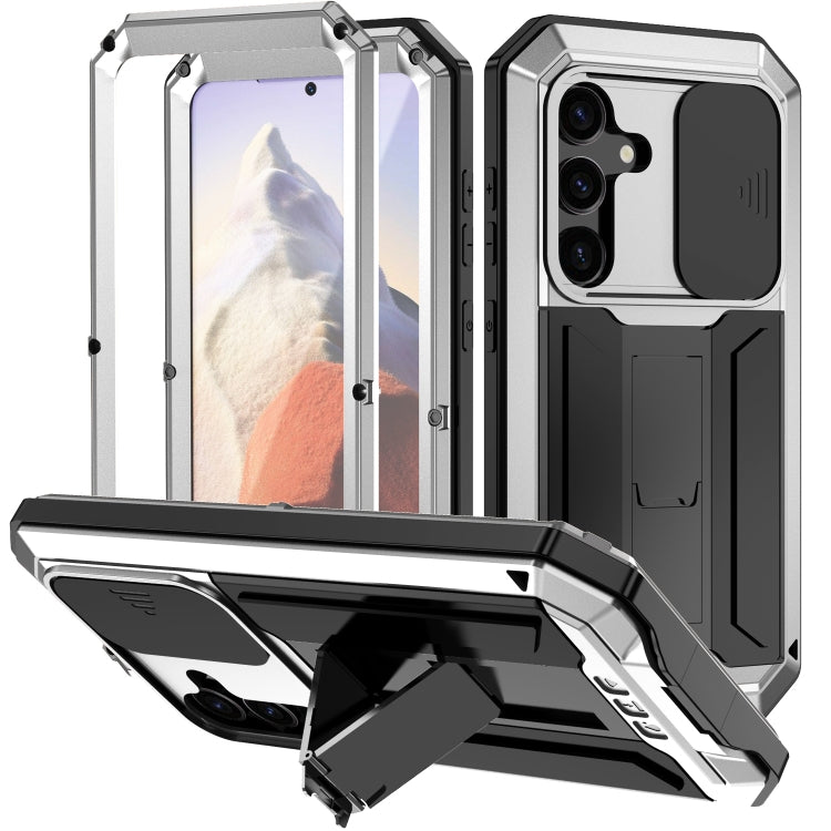 For Samsung Galaxy S24 5G R-JUST Sliding Camera Life Waterproof Holder Phone Case(Silver) - free shipping - PMC TechLife - Order now!