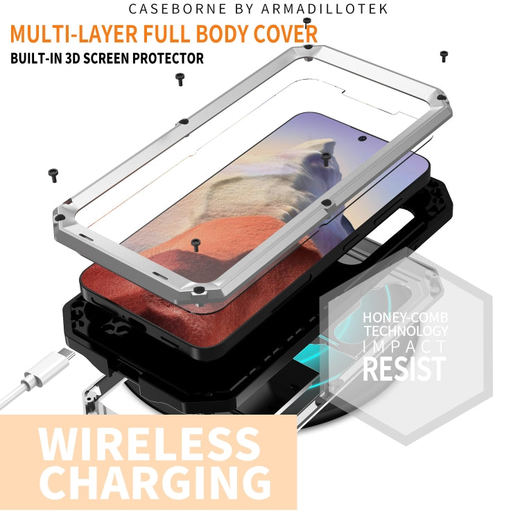 For Samsung Galaxy S24 5G R-JUST Sliding Camera Life Waterproof Holder Phone Case(Silver) - free shipping - PMC TechLife - Order now!