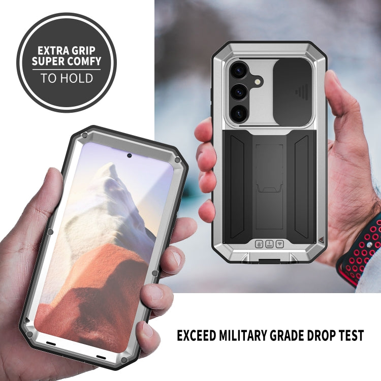 For Samsung Galaxy S24 5G R-JUST Sliding Camera Life Waterproof Holder Phone Case(Silver) - free shipping - PMC TechLife - Order now!