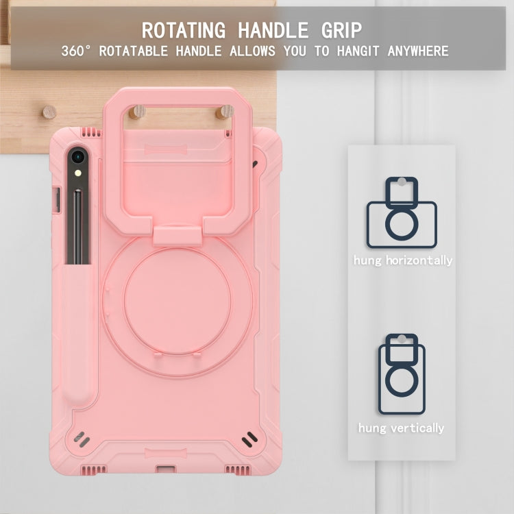 For Samsung Galaxy Tab S9 FE / S9 Handle Robot Silicone Hybrid PC Tablet Case(Rose Gold) - Galaxy Tab S9 Cases by PMC TechLife | Online Shopping South Africa | PMC TechLife