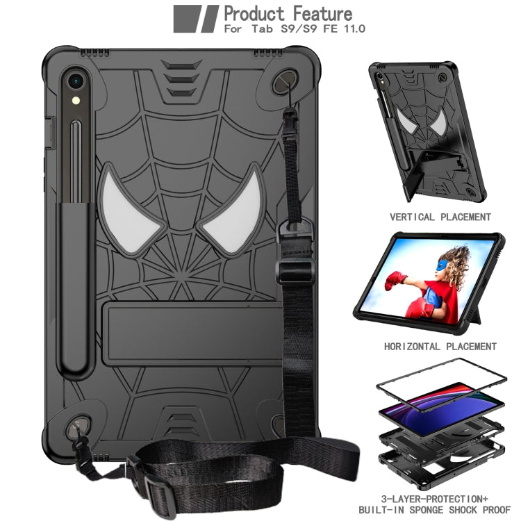 For Samsung Galaxy Tab S9 FE / S9 Fold-Holder Spider Silicone Hybrid PC Tablet Case(Black) - Galaxy Tab S9 Cases by PMC TechLife | Online Shopping South Africa | PMC TechLife