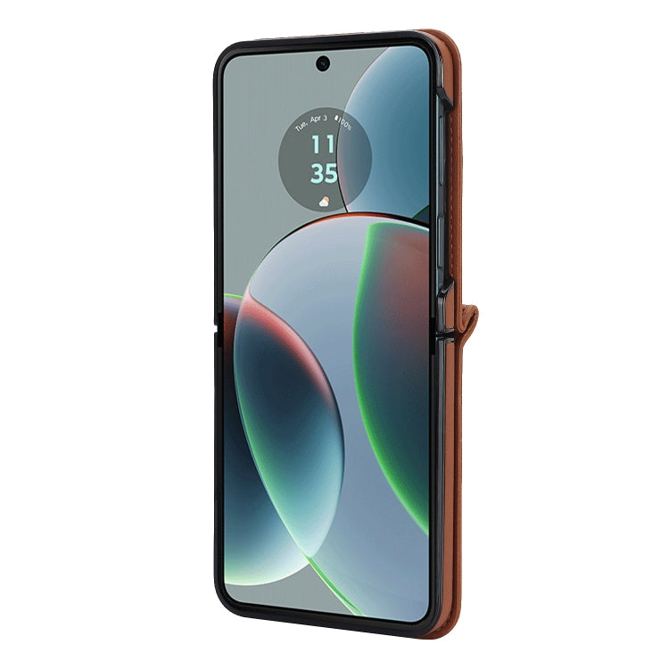 For Motorola Razr 40 Rhombic Texture Phone Case with Long & Short Lanyard(Brown) - Motorola Cases by PMC TechLife | Online Shopping South Africa | PMC TechLife | Buy Now Pay Later Mobicred