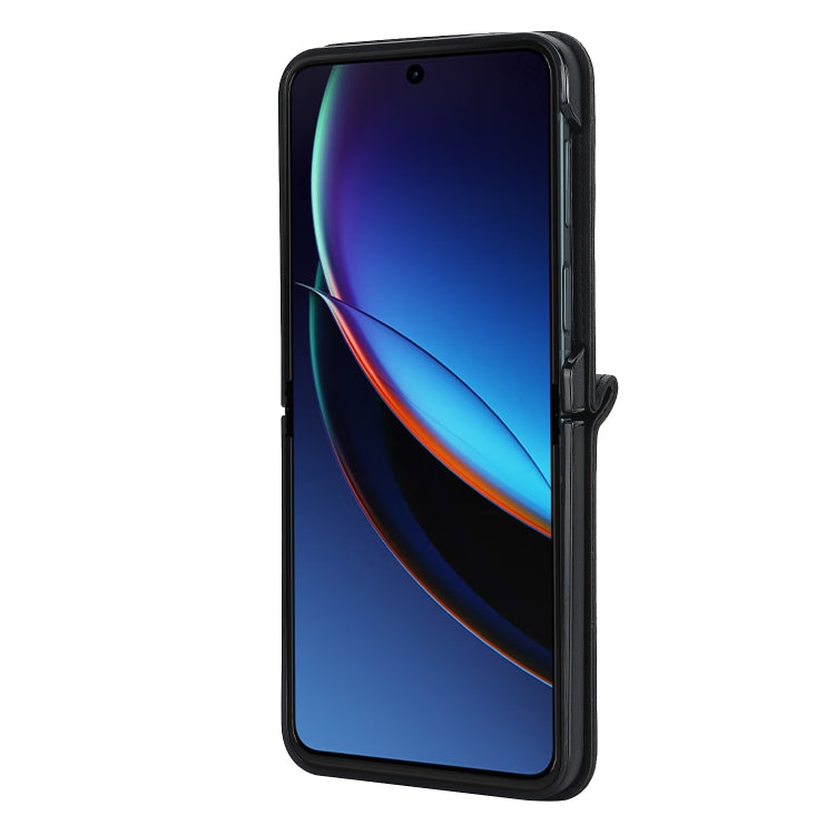 For Motorola Razr 40 Ultra Rhombic Texture Phone Case with Long & Short Lanyard(Black) - Motorola Cases by PMC TechLife | Online Shopping South Africa | PMC TechLife | Buy Now Pay Later Mobicred