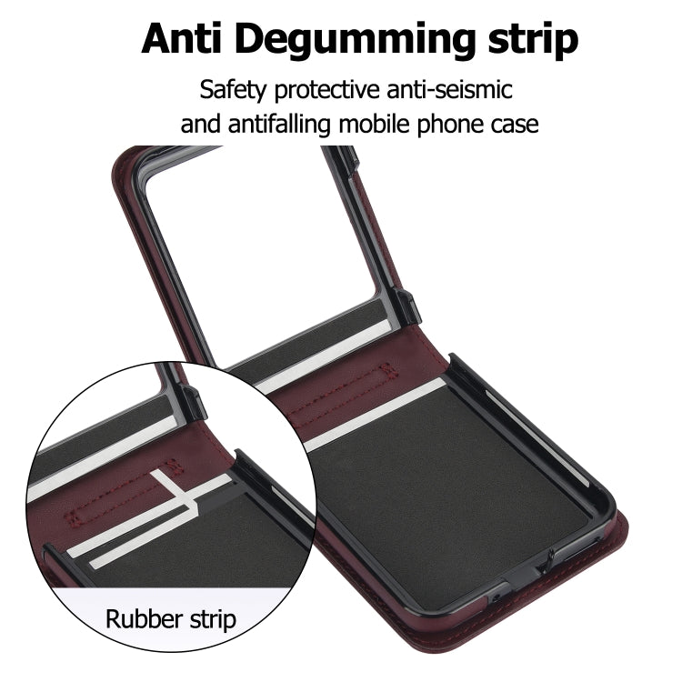 For Motorola Razr 40 Ultra Rhombic Texture Phone Case with Long & Short Lanyard(Wine Red) - Motorola Cases by PMC TechLife | Online Shopping South Africa | PMC TechLife | Buy Now Pay Later Mobicred