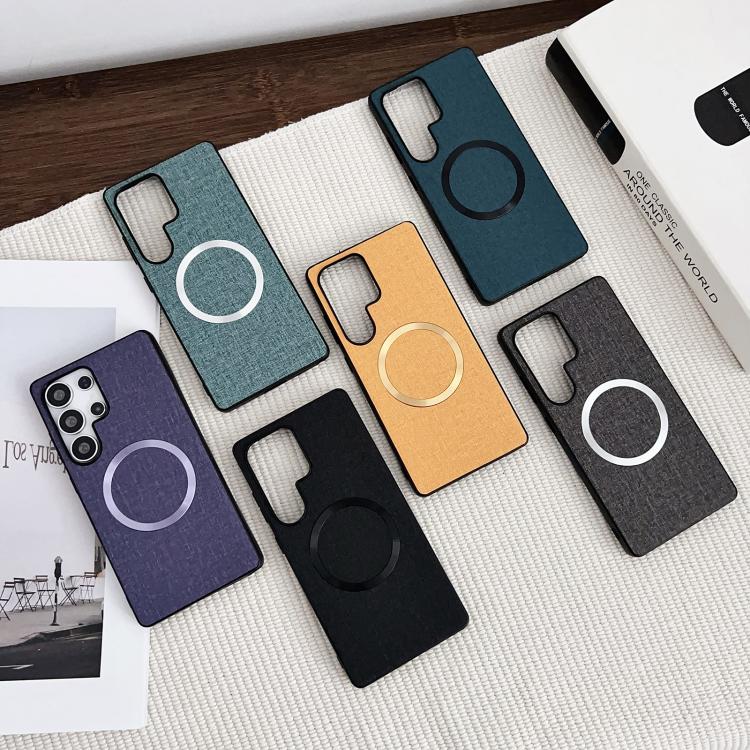 For Samsung Galaxy S25 Ultra 5G Magsafe Magnetic Ring Cloth Texture Phone Case(Grey) - Galaxy S25 Ultra 5G Cases by PMC TechLife | Online Shopping South Africa | PMC TechLife | Buy Now Pay Later Mobicred