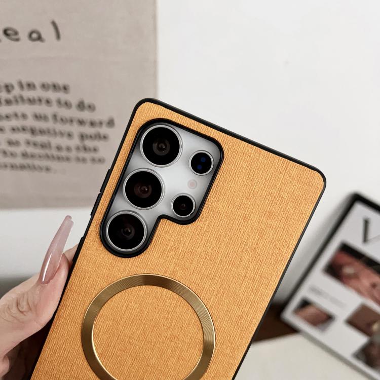 For Samsung Galaxy S25 Ultra 5G Magsafe Magnetic Ring Cloth Texture Phone Case(Grey) - Galaxy S25 Ultra 5G Cases by PMC TechLife | Online Shopping South Africa | PMC TechLife | Buy Now Pay Later Mobicred