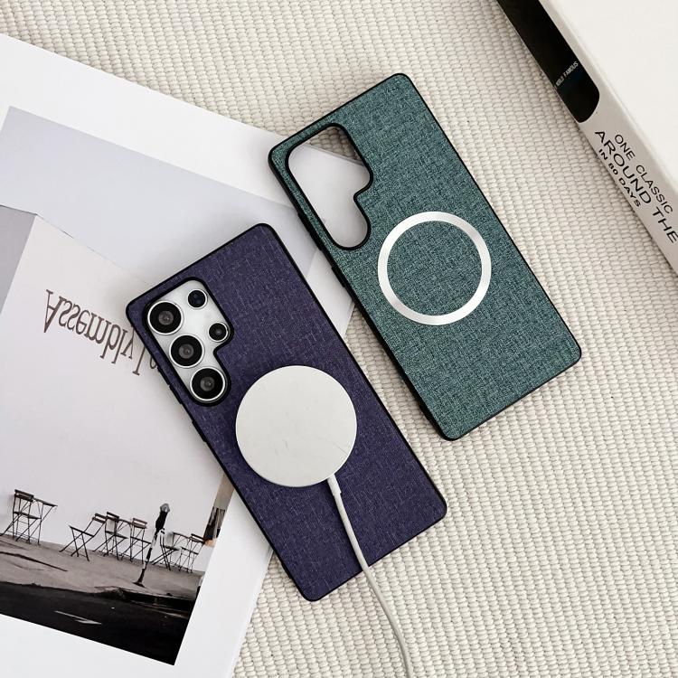 For Samsung Galaxy S25 Ultra 5G Magsafe Magnetic Ring Cloth Texture Phone Case(Blue) - Galaxy S25 Ultra 5G Cases by PMC TechLife | Online Shopping South Africa | PMC TechLife | Buy Now Pay Later Mobicred