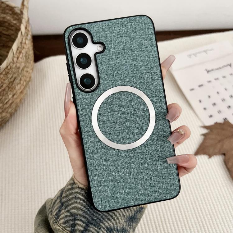 For Samsung Galaxy S25+ 5G Magsafe Magnetic Ring Cloth Texture Phone Case(Green) - free shipping - PMC TechLife - Order now!