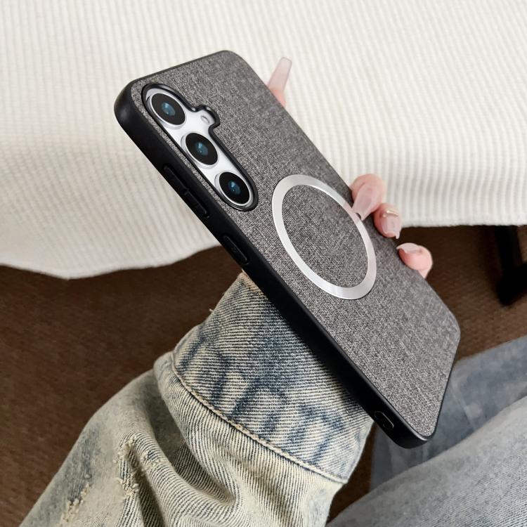For Samsung Galaxy S25+ 5G Magsafe Magnetic Ring Cloth Texture Phone Case(Blue) - Galaxy S25+ 5G Cases by PMC TechLife | Online Shopping South Africa | PMC TechLife | Buy Now Pay Later Mobicred