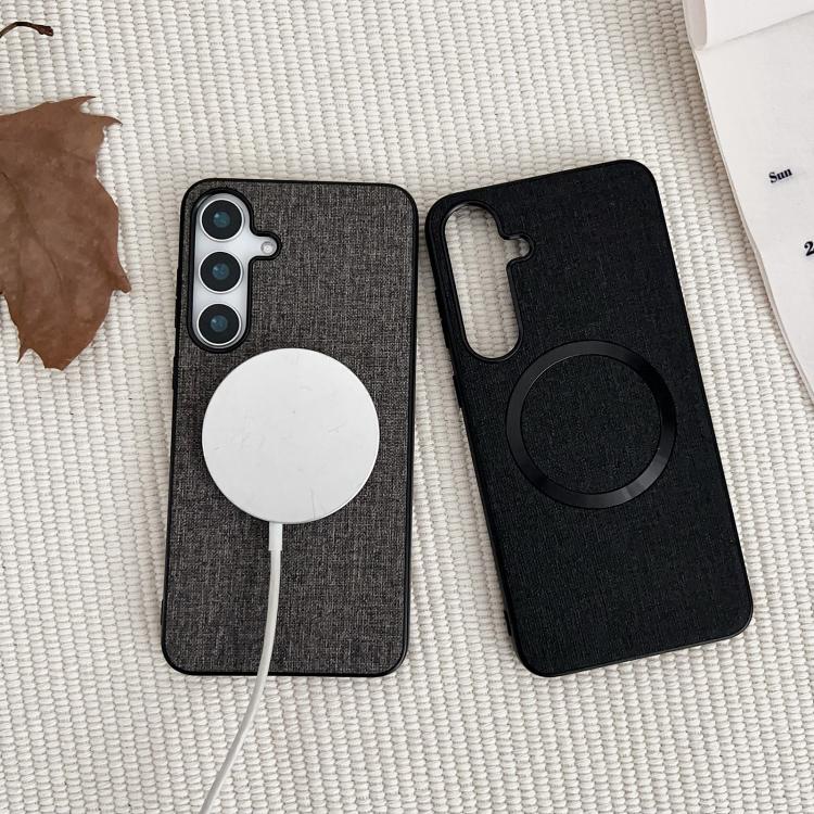 For Samsung Galaxy S25 5G Magsafe Magnetic Ring Cloth Texture Phone Case(Purple) - Galaxy S25 5G Cases by PMC TechLife | Online Shopping South Africa | PMC TechLife | Buy Now Pay Later Mobicred