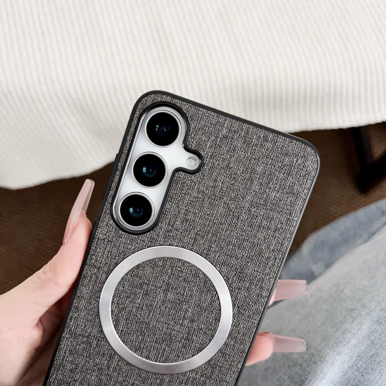 For Samsung Galaxy S25 5G Magsafe Magnetic Ring Cloth Texture Phone Case(Purple) - Galaxy S25 5G Cases by PMC TechLife | Online Shopping South Africa | PMC TechLife | Buy Now Pay Later Mobicred