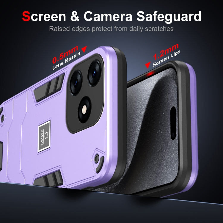 For Tecno Spark 10 2 in 1 Shockproof Phone Case(Purple) - Tecno Cases by PMC TechLife | Online Shopping South Africa | PMC TechLife | Buy Now Pay Later Mobicred