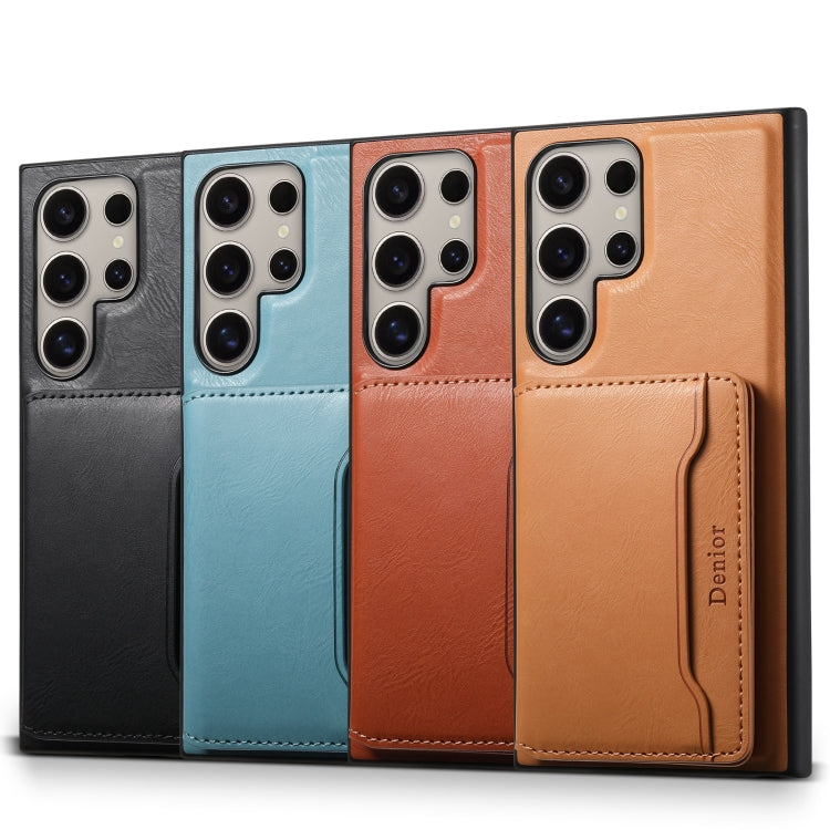 For Samsung Galaxy S24 Ultra 5G Denior Cowhide Texture Leather MagSafe Detachable Wallet Phone Case(Black) - Galaxy S24 Ultra 5G Cases by Denior | Online Shopping South Africa | PMC TechLife | Buy Now Pay Later Mobicred
