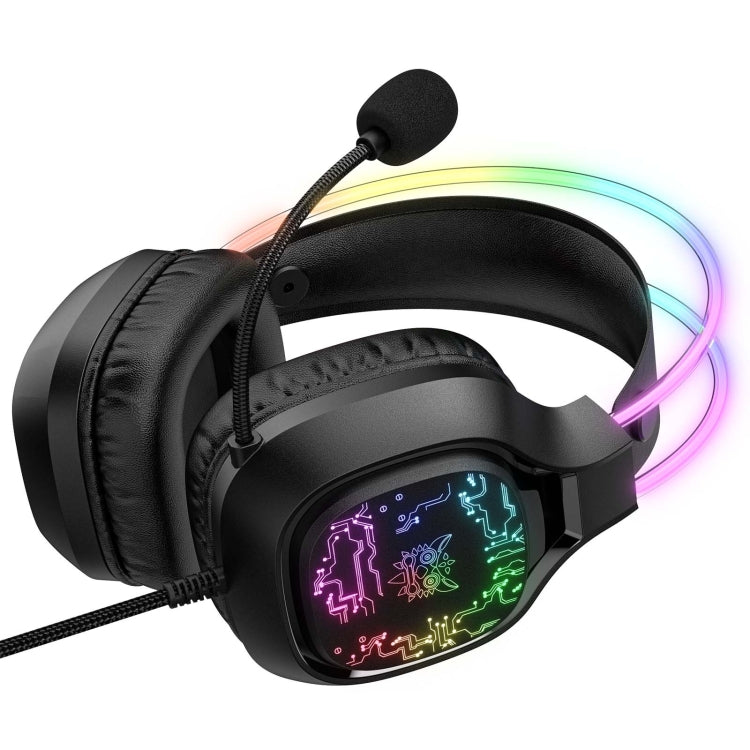 ONIKUMA X22 USB + 3.5mm Colorful Light Wired Gaming Headset with Mic, Cable length: 1.8m(Black) - free shipping - PMC Jewellery - Order now!
