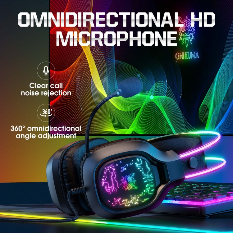 ONIKUMA X22 USB + 3.5mm Colorful Light Wired Gaming Headset with Mic, Cable length: 1.8m(Black) - free shipping - PMC Jewellery - Order now!