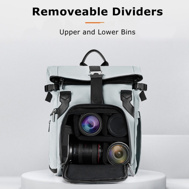 Cwatcun D95 Large Capacity Photography Backpack Shoulders Laptop Camera Bag, Size:27 x 37 x 16cm(Silver Grey) - free shipping - PMC TechLife - Order now!
