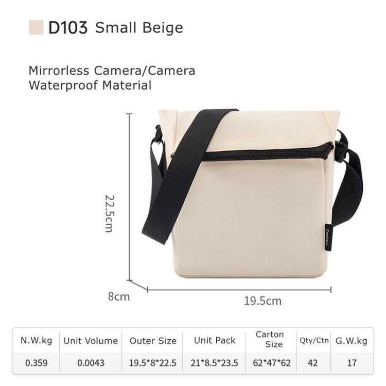 Cwatcun D103 Crossbody Camera Bag Photography Lens Shoulder Bag, Size:22.5 x 19.5 x 8cm(Beige) - free shipping - PMC TechLife - Order now!