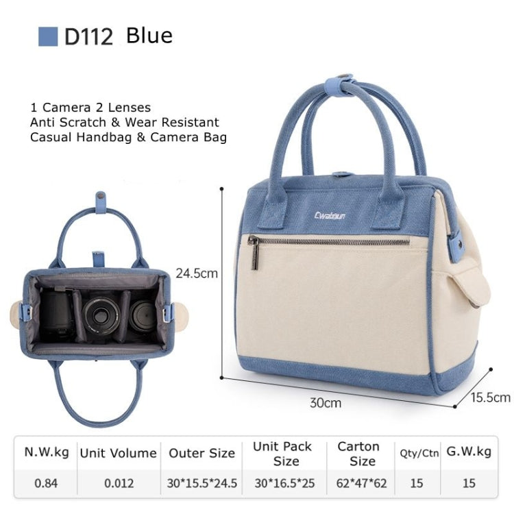 Cwatcun D112 Contrast Canvas Camera Bag One-shoulder Cross-body Tote Bag, Size:24.5 x 30 x 15.5cm(Blue) - free shipping - PMC TechLife - Order now!