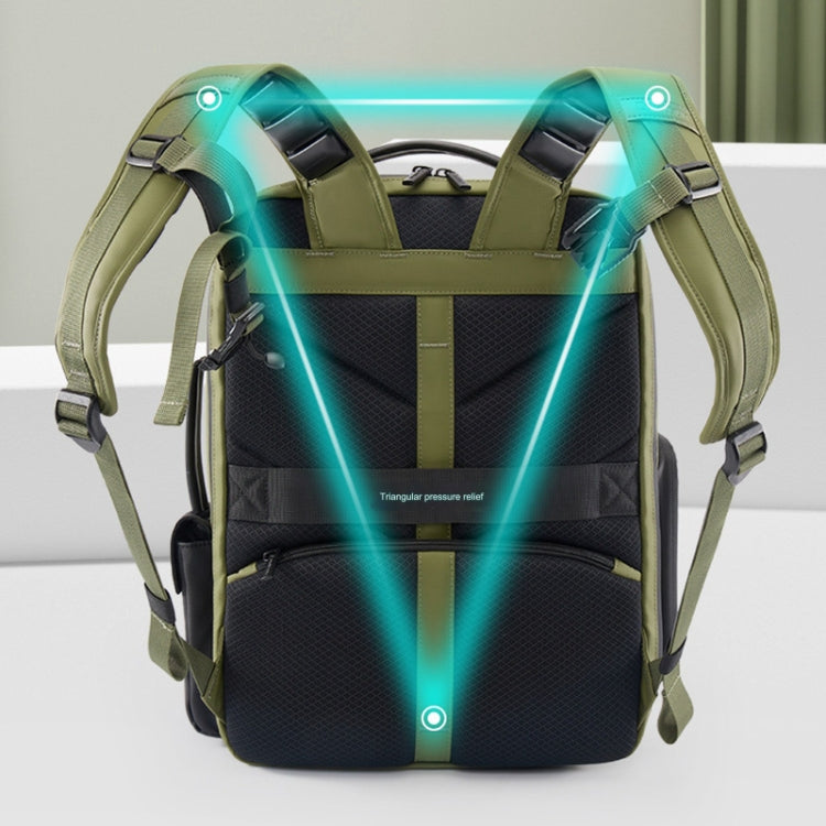 Cwatcun D117 Large Capacity Photography Backpack Shoulders Laptop Camera Bag, Size:43.3 x 33 x 13cm(Army Green) - free shipping - PMC TechLife - Order now!