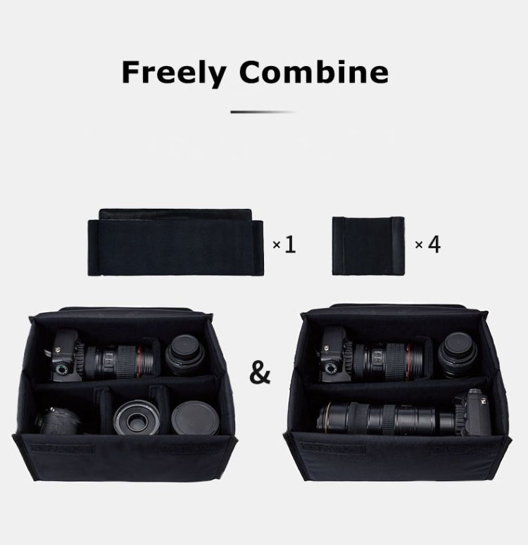 Cwatcun H80 Large Capacity Foldable Inner Camera Bag Photography Lens Bag, Size:30 x 19 x 15cm M(Black) - Soft Bag by Cwatcun | Online Shopping South Africa | PMC TechLife | Buy Now Pay Later Mobicred