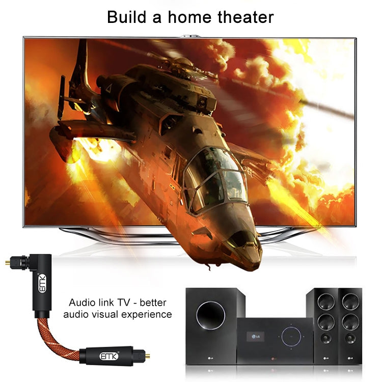 EMK 90 Degree Swivel Adjustable Right Angled 360 Degrees Rotatable Plug Nylon Woven Mesh Optical Audio Cable, Cable Length:2m(Orange) - Audio Optical Cables by EMK | Online Shopping South Africa | PMC TechLife | Buy Now Pay Later Mobicred