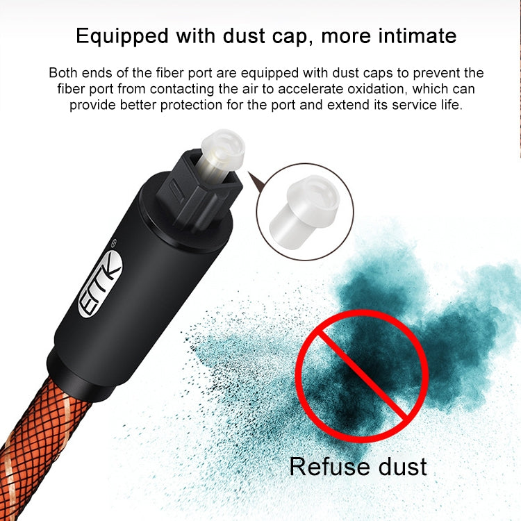 EMK 90 Degree Swivel Adjustable Right Angled 360 Degrees Rotatable Plug Nylon Woven Mesh Optical Audio Cable, Cable Length:3m(Orange) - free shipping - PMC Jewellery - Order now!