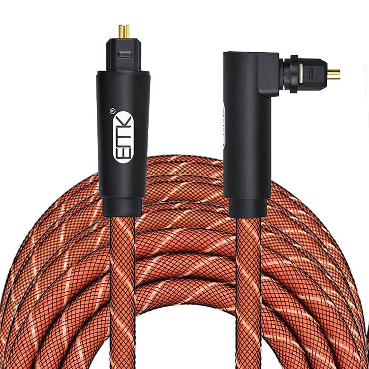 EMK 90 Degree Swivel Adjustable Right Angled 360 Degrees Rotatable Plug Nylon Woven Mesh Optical Audio Cable, Cable Length:5m(Orange) - free shipping - PMC Jewellery - Order now!