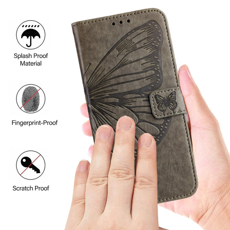 For Xiaomi Redmi K70 / K70 Pro Embossed Butterfly Leather Phone Case(Grey) - Xiaomi Cases by PMC Jewellery | Online Shopping South Africa | PMC Jewellery | Buy Now Pay Later Mobicred