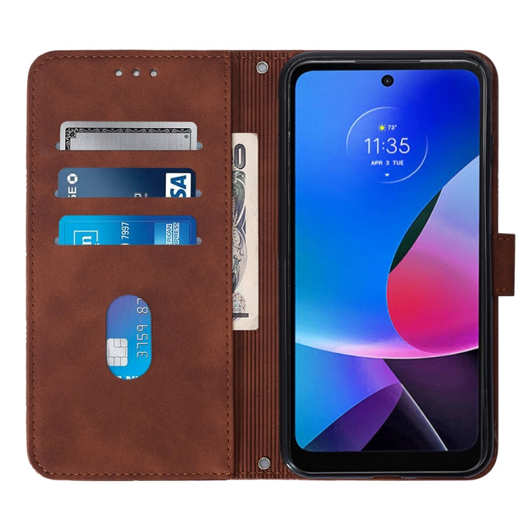 For Motorola Moto G Play 4G 2024 Crossbody 3D Embossed Flip Leather Phone Case(Brown) - Motorola Cases by PMC Jewellery | Online Shopping South Africa | PMC Jewellery | Buy Now Pay Later Mobicred