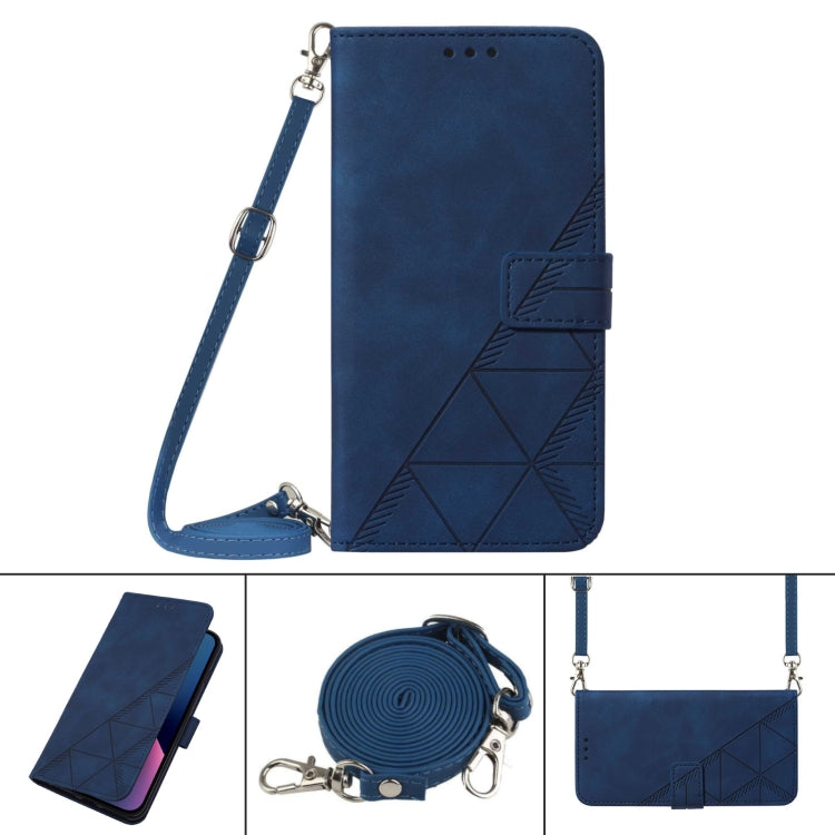 For Motorola Moto G Play 4G 2024 Crossbody 3D Embossed Flip Leather Phone Case(Blue) - Motorola Cases by PMC Jewellery | Online Shopping South Africa | PMC Jewellery | Buy Now Pay Later Mobicred