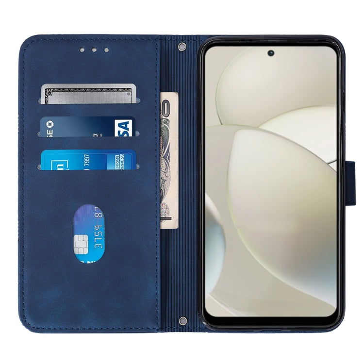 For Motorola Moto G Power 5G 2024 Crossbody 3D Embossed Flip Leather Phone Case(Blue) - Motorola Cases by PMC Jewellery | Online Shopping South Africa | PMC Jewellery | Buy Now Pay Later Mobicred