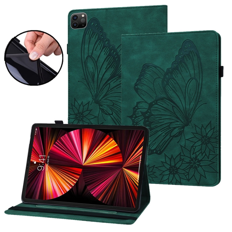 For iPad Pro 12.9 2022 / Air 13 2024 Big Butterfly Embossed Leather Tablet Case(Green) - iPad Pro 12.9 (2022/2021) Cases by PMC TechLife | Online Shopping South Africa | PMC TechLife | Buy Now Pay Later Mobicred