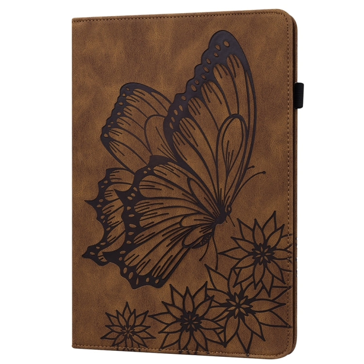 For iPad Pro 12.9 2022 / Air 13 2024 Big Butterfly Embossed Leather Tablet Case(Brown) - iPad Pro 12.9 (2022/2021) Cases by PMC TechLife | Online Shopping South Africa | PMC TechLife | Buy Now Pay Later Mobicred