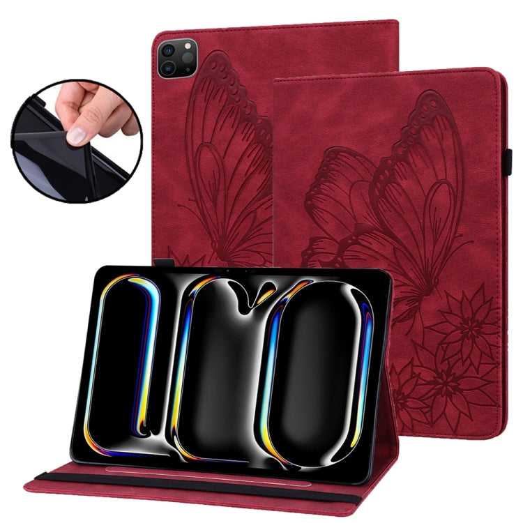 For iPad Pro 11 2024 Big Butterfly Embossed Leather Tablet Case(Red) - iPad Pro 11 2024 Cases by PMC TechLife | Online Shopping South Africa | PMC TechLife | Buy Now Pay Later Mobicred