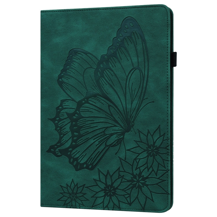 For Samsung Galaxy Tab S9 FE+ / S9+ / S8+ Big Butterfly Embossed Leather Tablet Case(Green) - Galaxy Tab S9+ Cases by PMC Jewellery | Online Shopping South Africa | PMC Jewellery | Buy Now Pay Later Mobicred