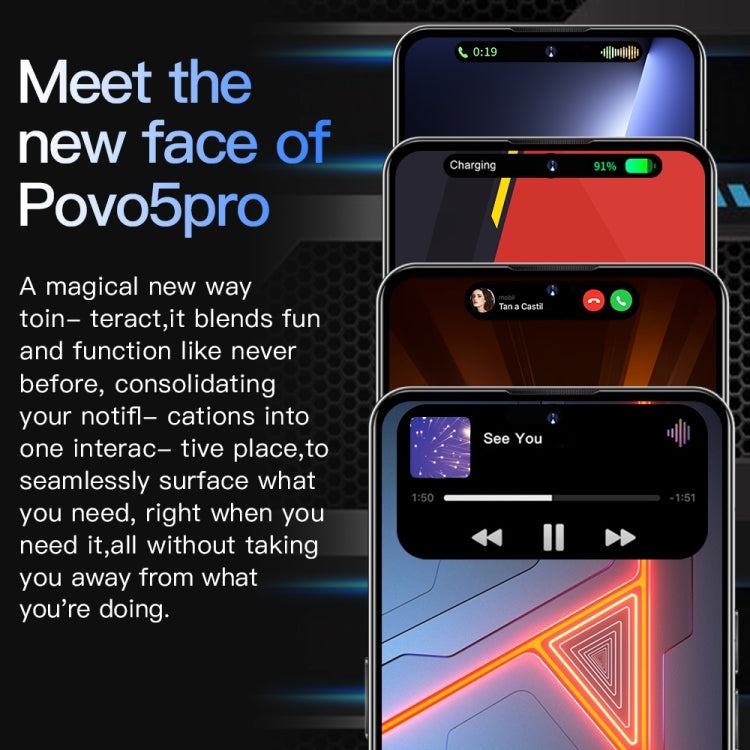 Povo5pro / PU31, 3GB+32GB, 6.53 inch Face Identification Android 8.1 MTK6753 Octa Core, Network: 4G, AI GPT4, Dual SIM(Black) -  by PMC TechLife | Online Shopping South Africa | PMC TechLife