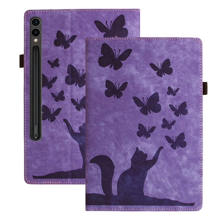 For Samsung Galaxy Tab S9 FE+ / S9+ / S8+ Butterfly Cat Embossing Leather Tablet Case(Purple) - free shipping - PMC Jewellery - Order now!
