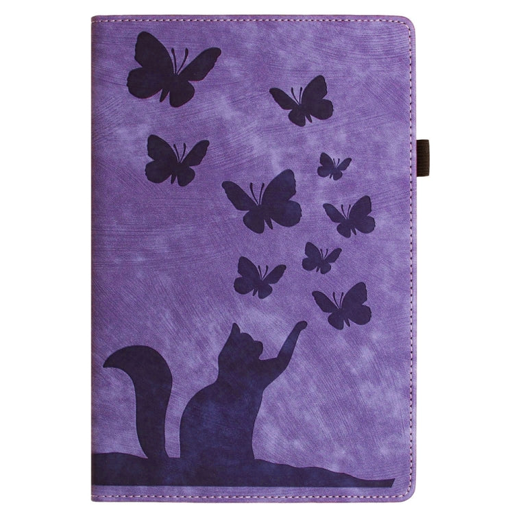 For Samsung Galaxy Tab S9 FE+ / S9+ / S8+ Butterfly Cat Embossing Leather Tablet Case(Purple) - free shipping - PMC Jewellery - Order now!