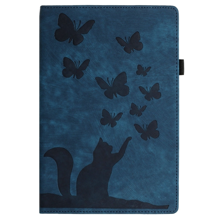 For Samsung Galaxy Tab S9 FE+ / S9+ / S8+ Butterfly Cat Embossing Leather Tablet Case(Dark Blue) - Galaxy Tab S9+ Cases by PMC TechLife | Online Shopping South Africa | PMC TechLife