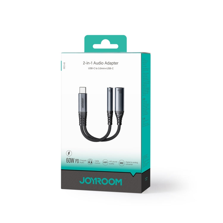 JOYROOM SY-C02 2 in 1 USB-C/Type-C to 3.5mm+USB-C/Type-C Audio Adapter Cable(Black) - free shipping - PMC TechLife - Order now!