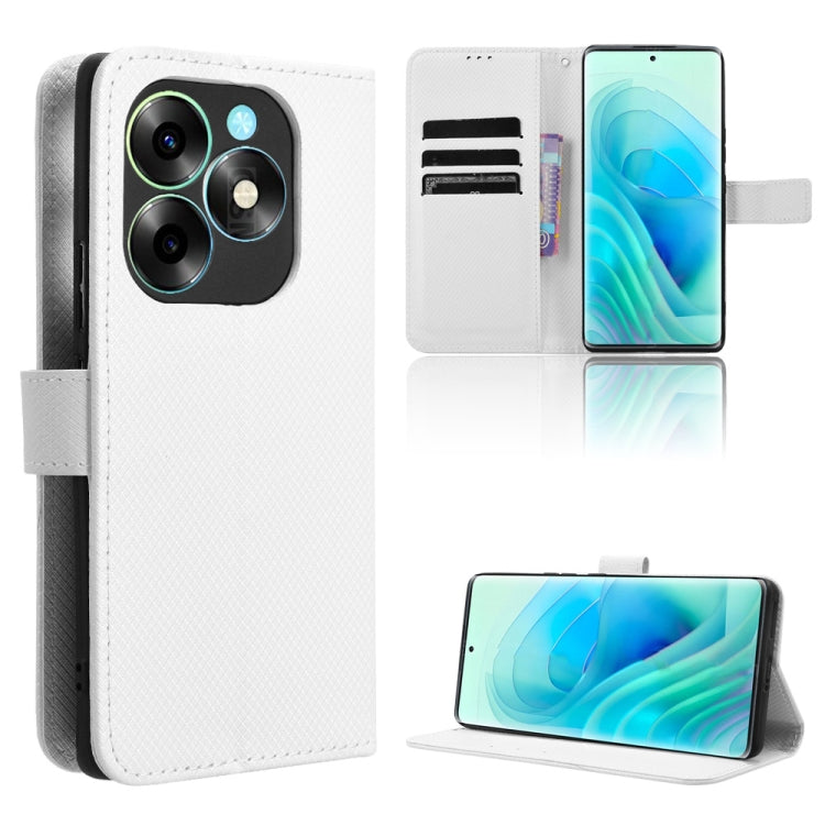 For itel S23+ S681LN Diamond Texture Leather Phone Case(White) - More Brand by PMC TechLife | Online Shopping South Africa | PMC TechLife | Buy Now Pay Later Mobicred