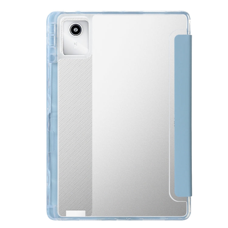 For Lenovo Tab M11 /Xiaoxin Pad 11 2024 Clear Acrylic 3-Fold Leather Tablet Case(Ice Blue) - Lenovo by PMC Jewellery | Online Shopping South Africa | PMC Jewellery | Buy Now Pay Later Mobicred