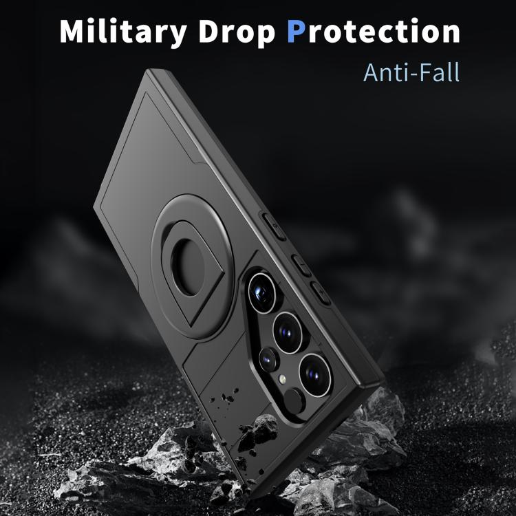 For Samsung Galaxy S24 Ultra 5G Armor MagSafe Ring Holder Phone Case(Black) - free shipping - PMC TechLife - Order now!