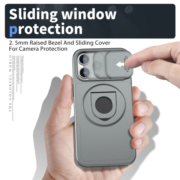 For iPhone 15 Plus Camshield MagSafe Ring Holder Armor Phone Case(Titanium Grey) - iPhone 15 Plus Cases by PMC TechLife | Online Shopping South Africa | PMC TechLife