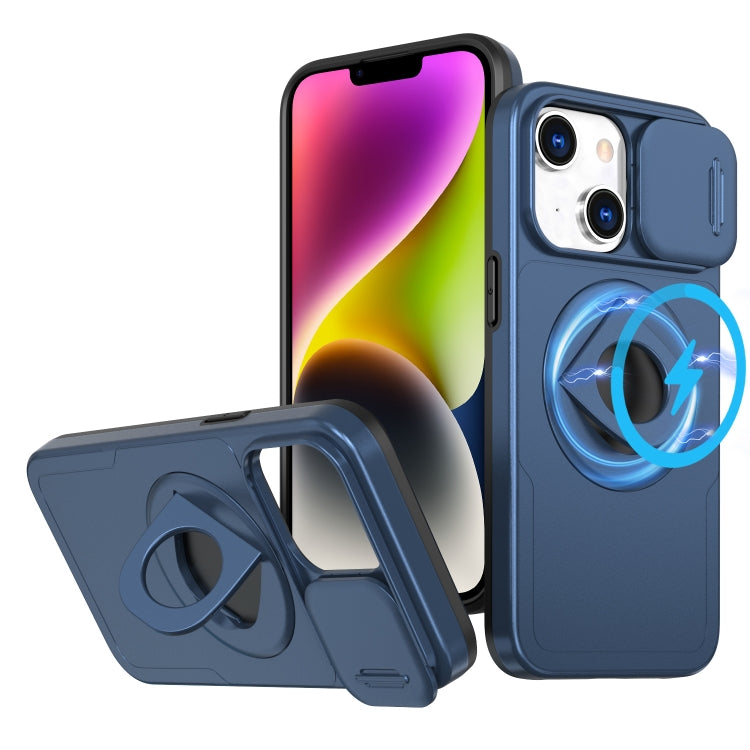 For iPhone 14 Camshield MagSafe Ring Holder Armor Phone Case(Blue) - iPhone 14 Cases by PMC TechLife | Online Shopping South Africa | PMC TechLife