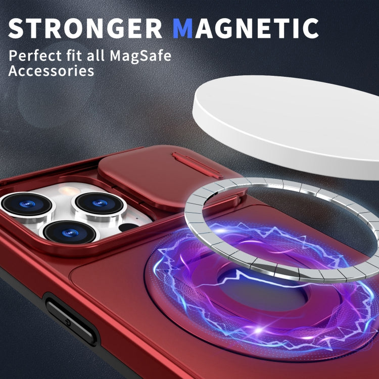 For iPhone 14 Pro Camshield MagSafe Ring Holder Armor Phone Case(Red) - iPhone 14 Pro Cases by PMC TechLife | Online Shopping South Africa | PMC TechLife | Buy Now Pay Later Mobicred