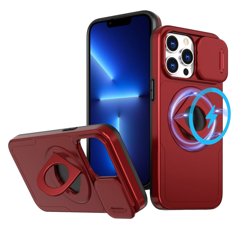 For iPhone 13 Pro Camshield MagSafe Ring Holder Armor Phone Case(Red) - iPhone 13 Pro Cases by PMC TechLife | Online Shopping South Africa | PMC TechLife